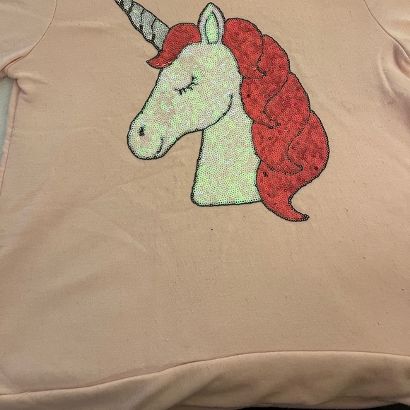Girl’s Size Large(10) Pink Unicorn Hooded Sweatshirt - Picture 1 of 4